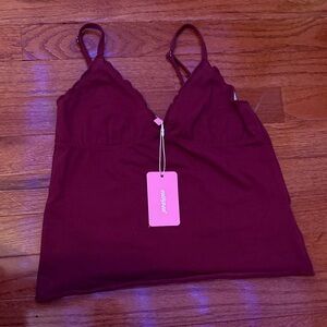 edikted Burgundy Spaghetti Strap Top